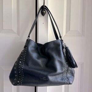 Coach Black Leather Embellished Purse